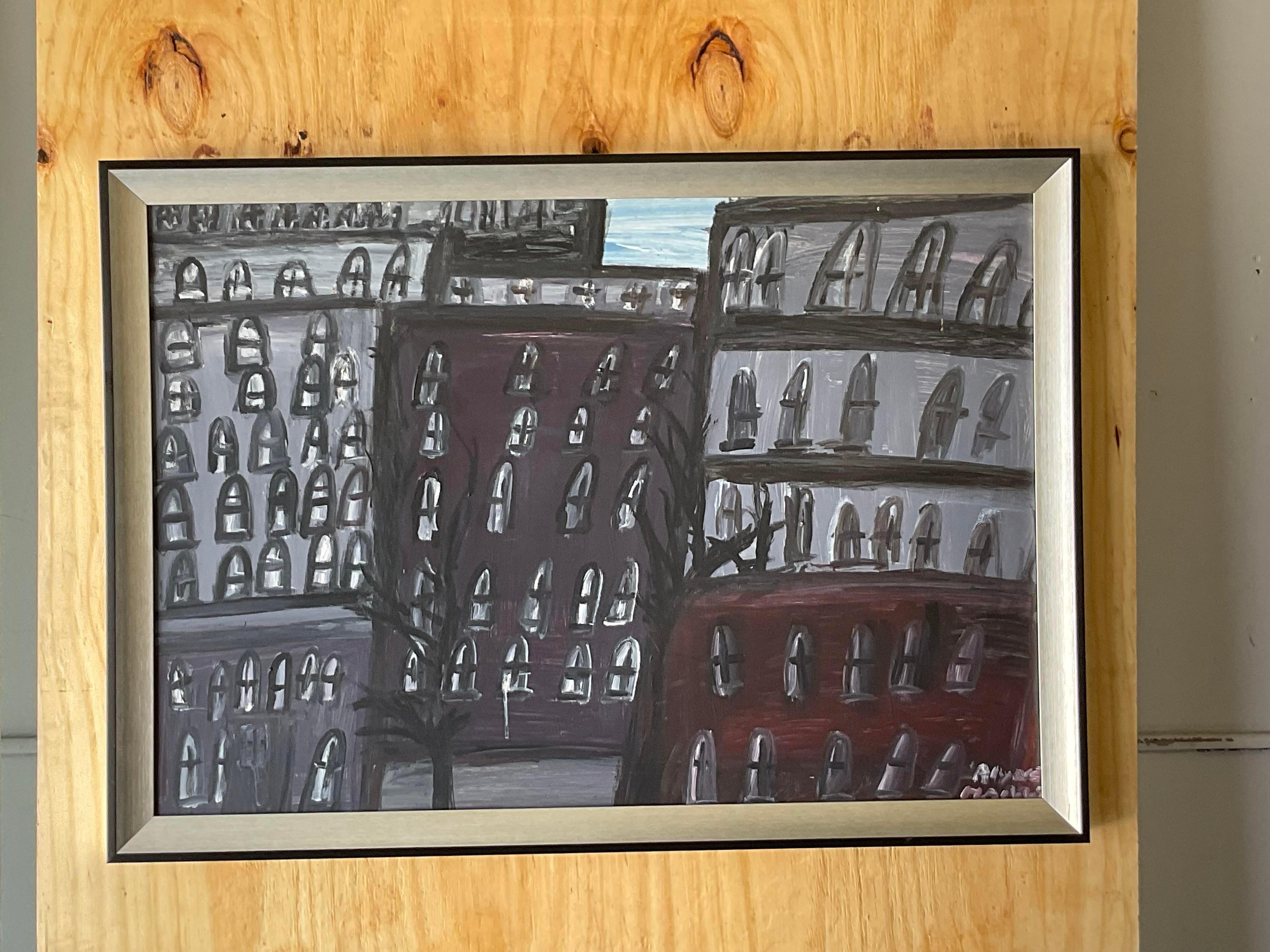 Espressionista Pittura ad olio su tela originale dell'espressionismo astratto vintage Boho in vendita