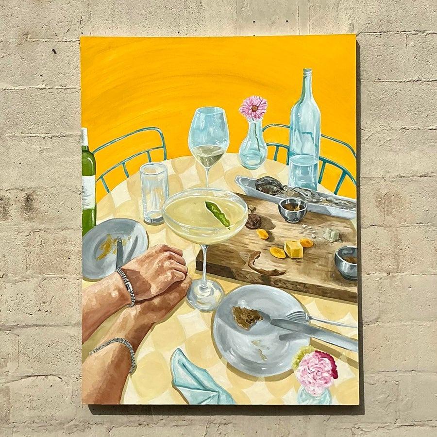 Vintage Boho Original Abstrakt Expressionist Öl auf Leinwand im Angebot 4