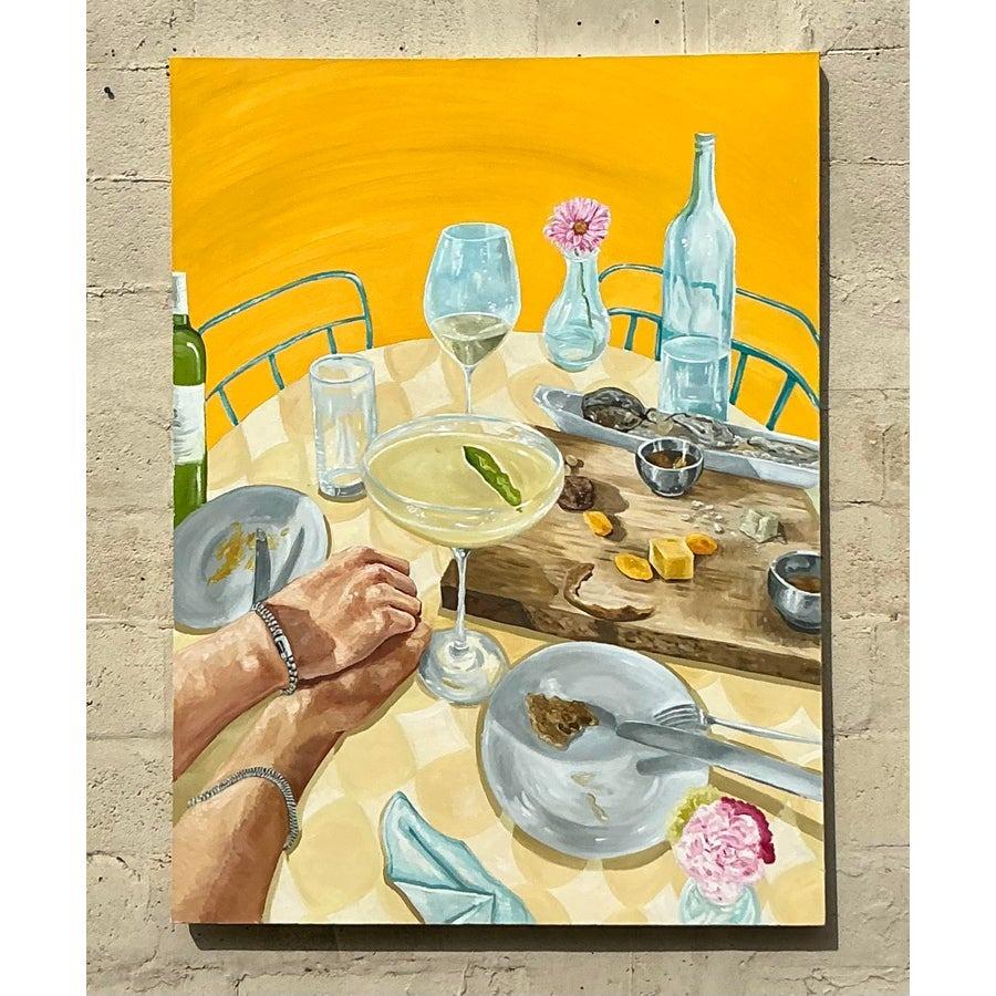 Vintage Boho Original Abstrakt Expressionist Öl auf Leinwand im Angebot 5