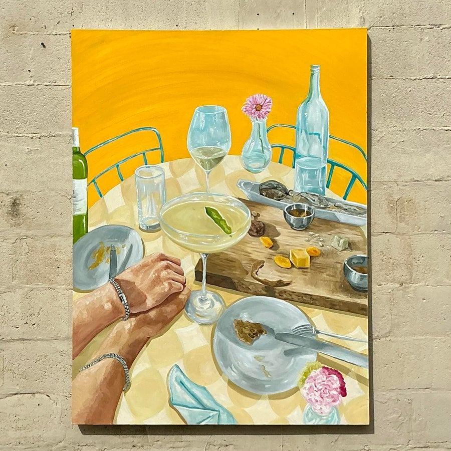 Vintage Boho Original Abstrakt Expressionist Öl auf Leinwand im Angebot 1