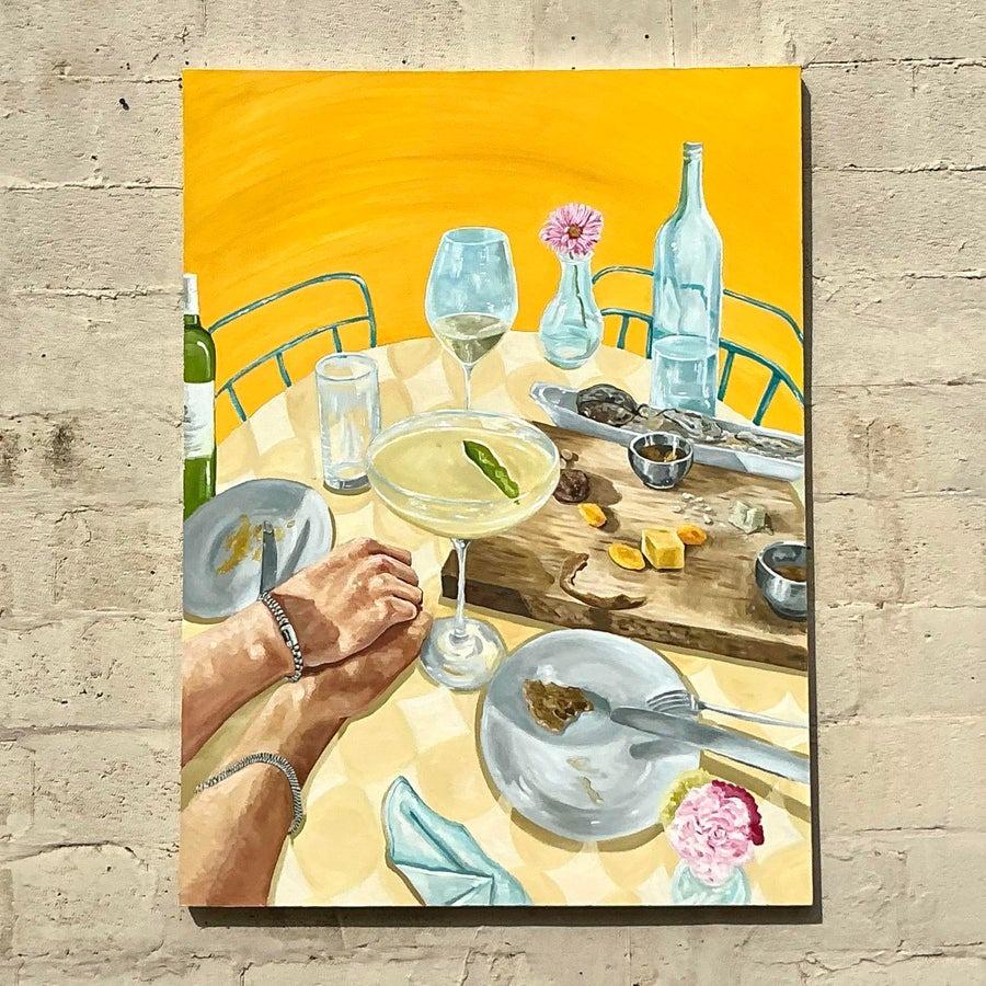 Vintage Boho Original Abstrakt Expressionist Öl auf Leinwand im Angebot 2