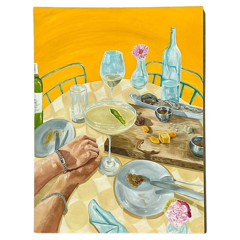 Olio su tela originale di espressionismo astratto vintage Boho