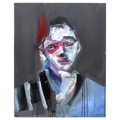 Vintage Boho Original Abstrakt Expressionist Öl Porträt auf Leinwand