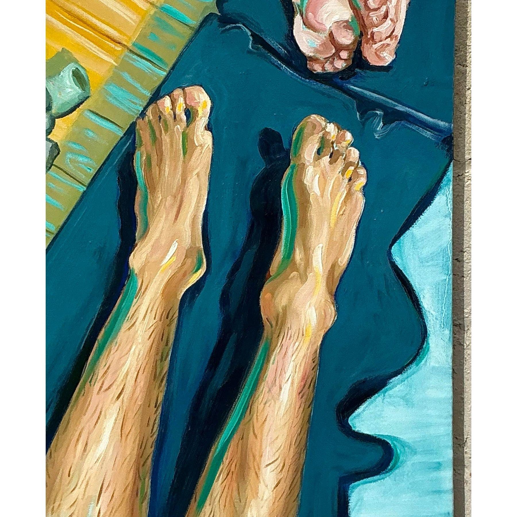 Expressionniste Huile sur toile expressionniste abstraite originale de Boho en vente