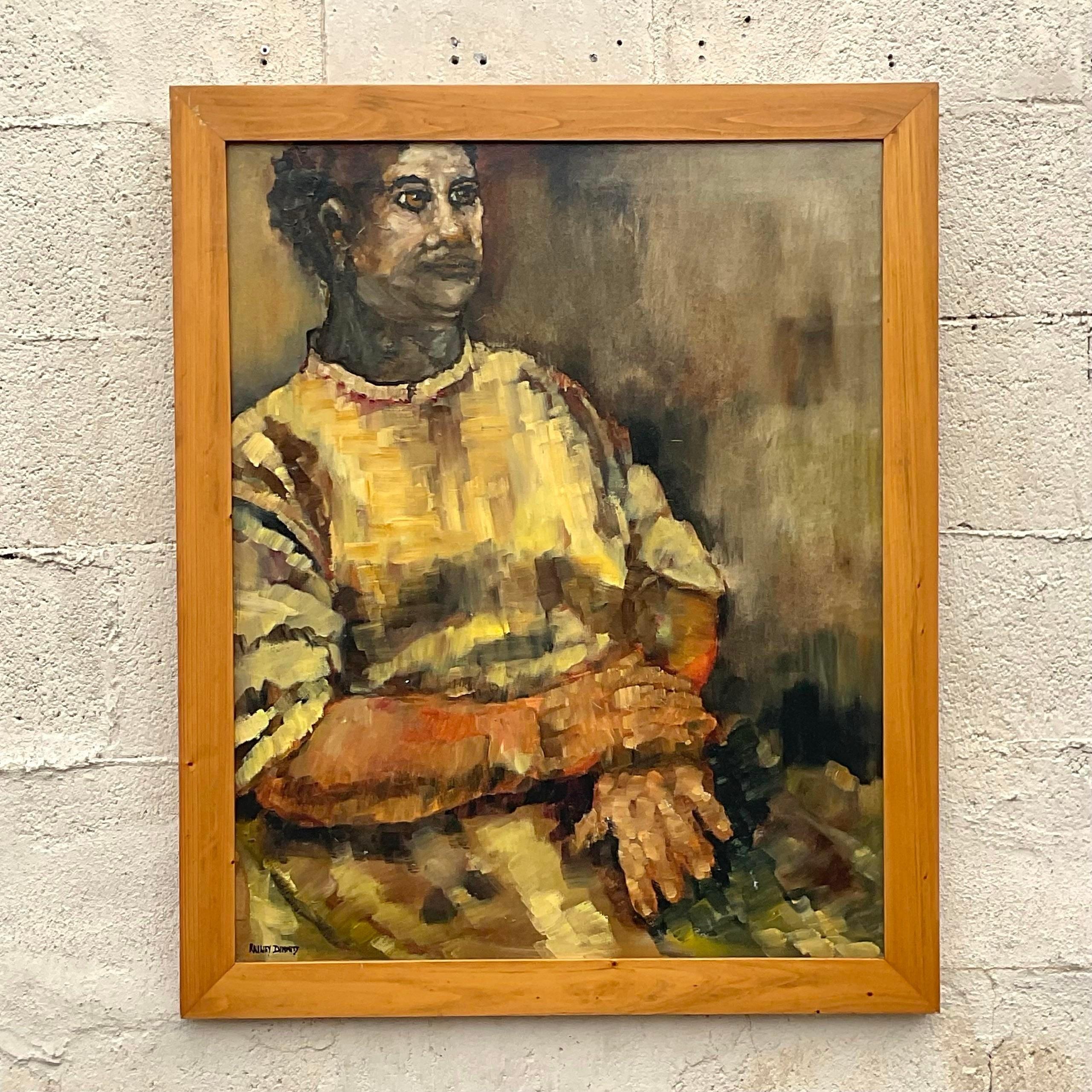 Tela Vintage By, pittura originale astratta figurativa olio su tela in vendita
