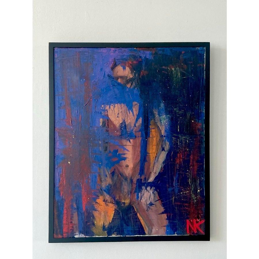 Vintage Boho Original Abstraktes figuratives Ölgemälde auf Leinwand, Vintage im Angebot 5