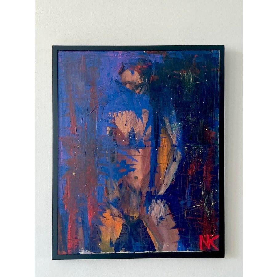 Vintage Boho Original Abstraktes figuratives Ölgemälde auf Leinwand, Vintage im Angebot 6