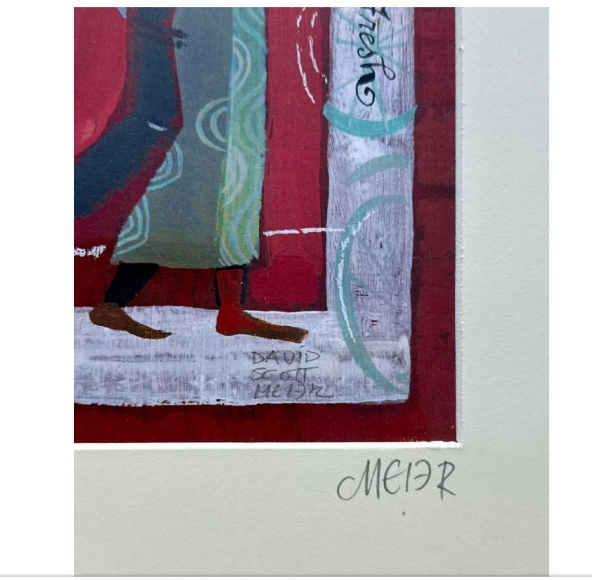 Ein Vintage Boho Original Abstraktes Figuratives Öl auf Papier signiert vom Künstler David Scott Meier wäre ein wirklich einzigartiges und ausdrucksstarkes Kunstwerk. Durch die Kombination des böhmischen Geistes mit abstrakten figurativen Elementen