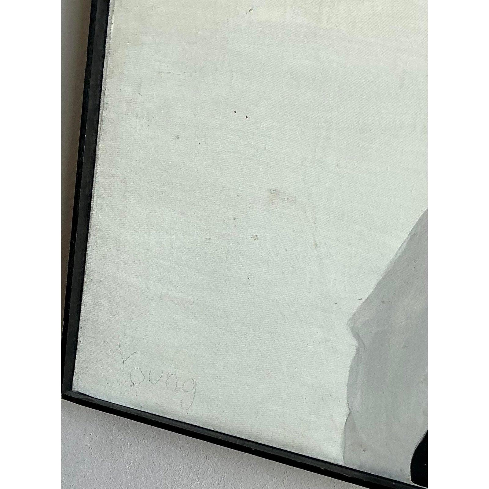 Découvrez le pouvoir subtil de l'art minimaliste avec cette fascinante peinture à l'huile abstraite vintage, signée 