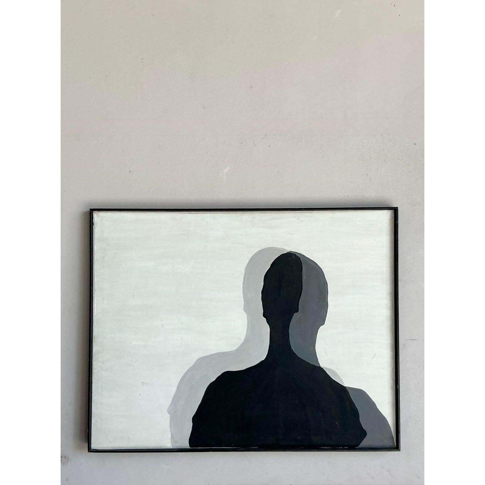 Mid-Century Modern Peinture à l'huile abstraite originale de Boho sur toile en vente