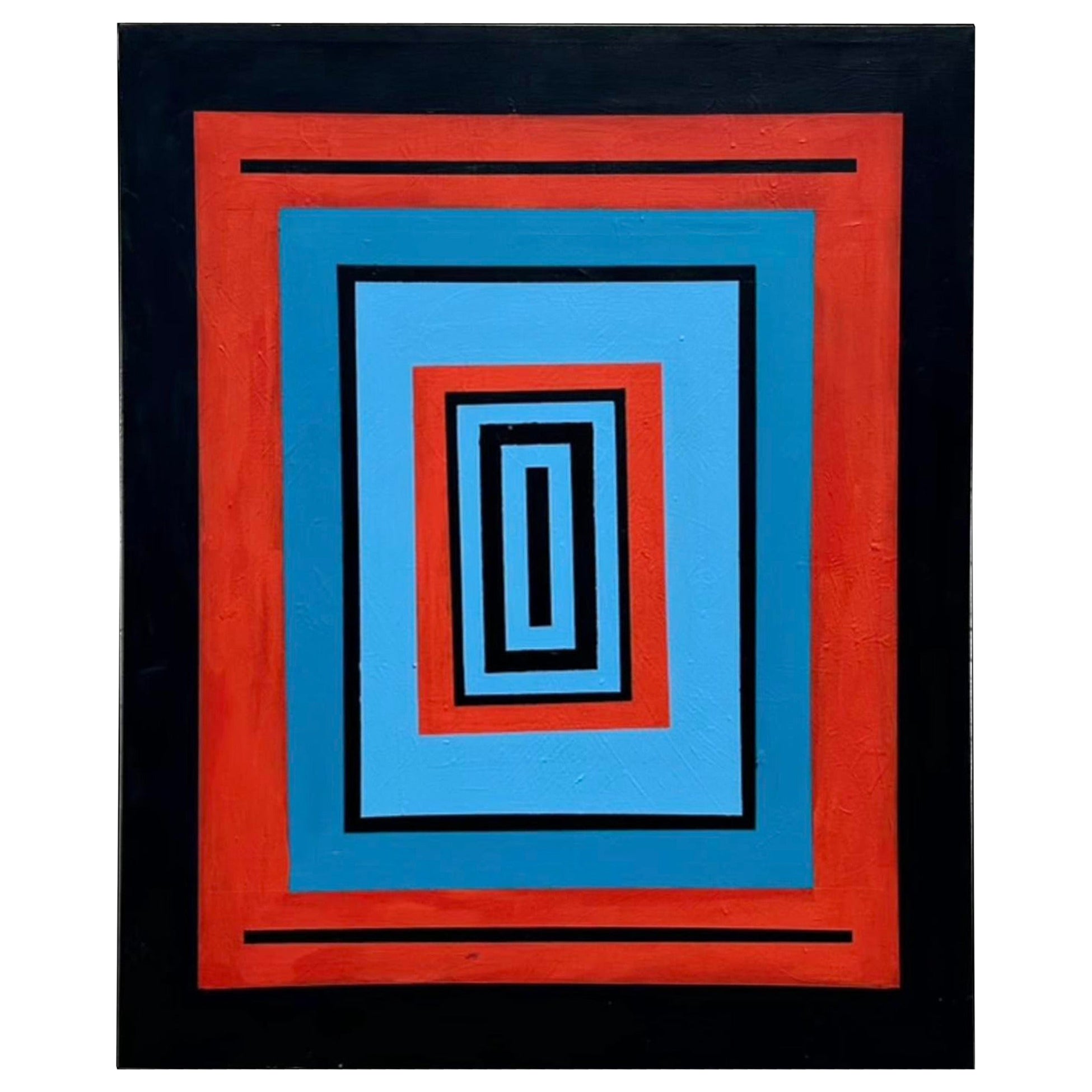 Vintage Boho Original Abstract Geometric Painting on Canvas