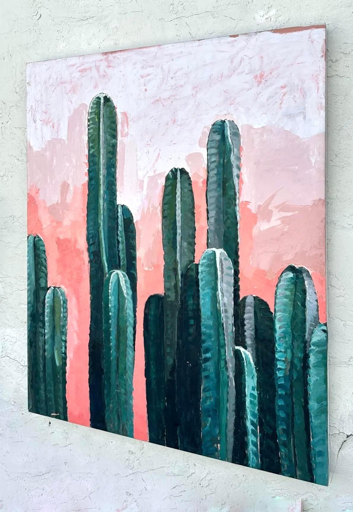 Original abstrakte Vintage Boho-Landschaft, Ölgemälde auf Leinwand, Vintage (amerikanisch) im Angebot