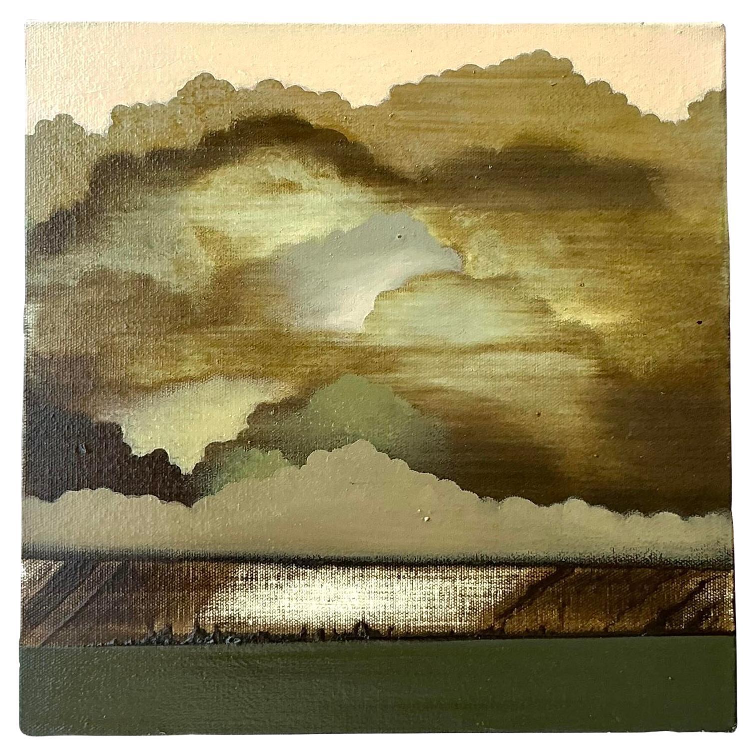 Vintage Boho Original Abstract Landscape Oil Painting on Canvas
