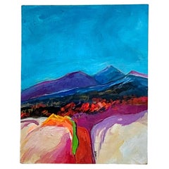 Vintage Boho Original abstrakte Landschaft Gemälde auf Leinwand