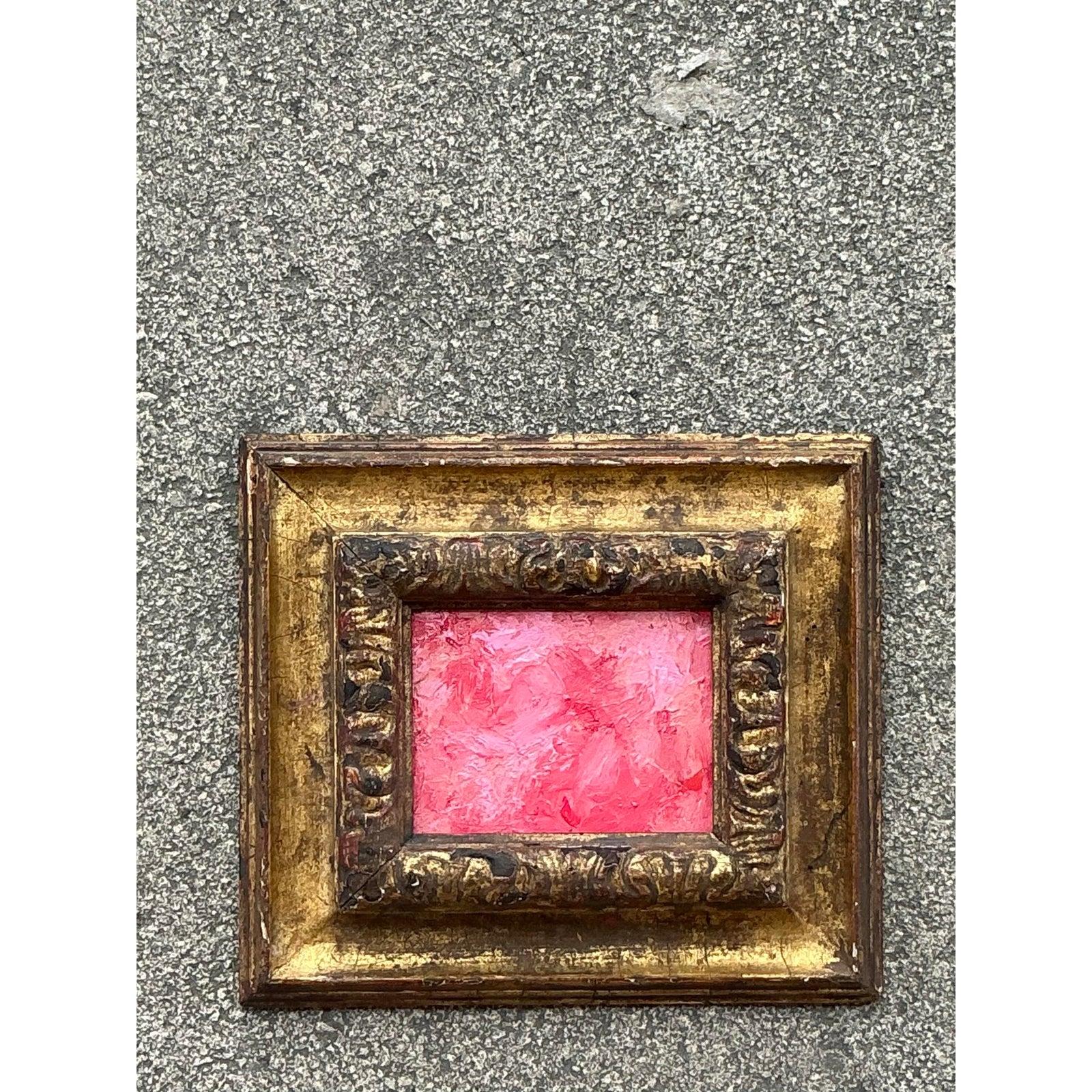 Vintage Boho Original Abstrakt Öl auf Brett (Moderne der Mitte des Jahrhunderts) im Angebot