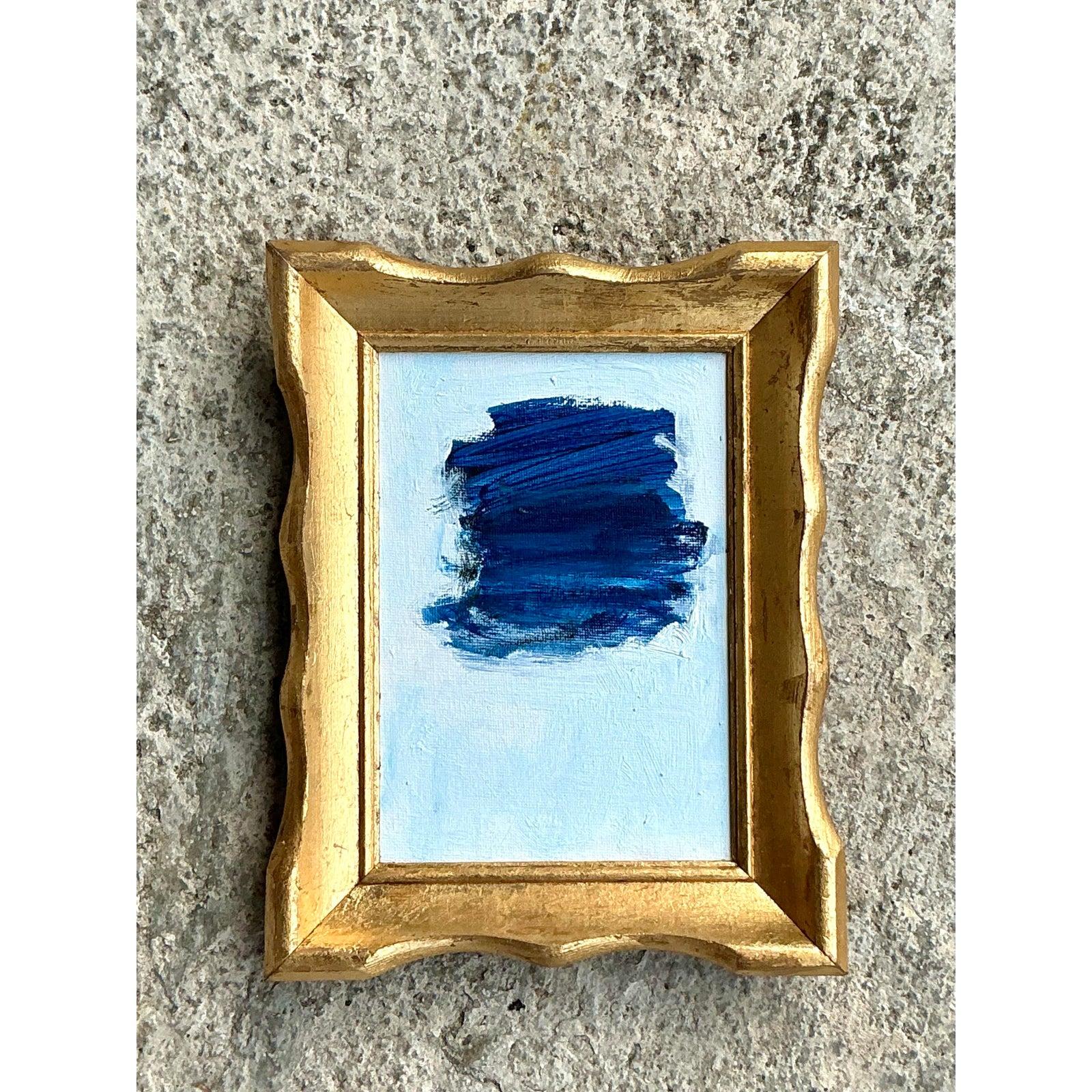 Vintage Boho Original Abstrakt Öl auf Brett im Zustand „Gut“ im Angebot in west palm beach, FL