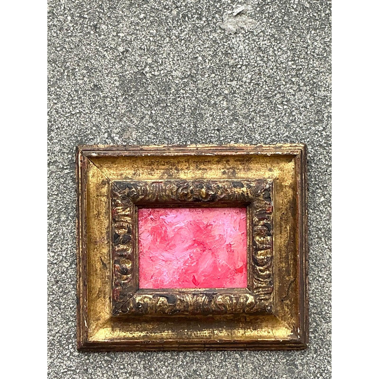 Vintage Boho Original Abstrakt Öl auf Brett im Zustand „Gut“ im Angebot in west palm beach, FL