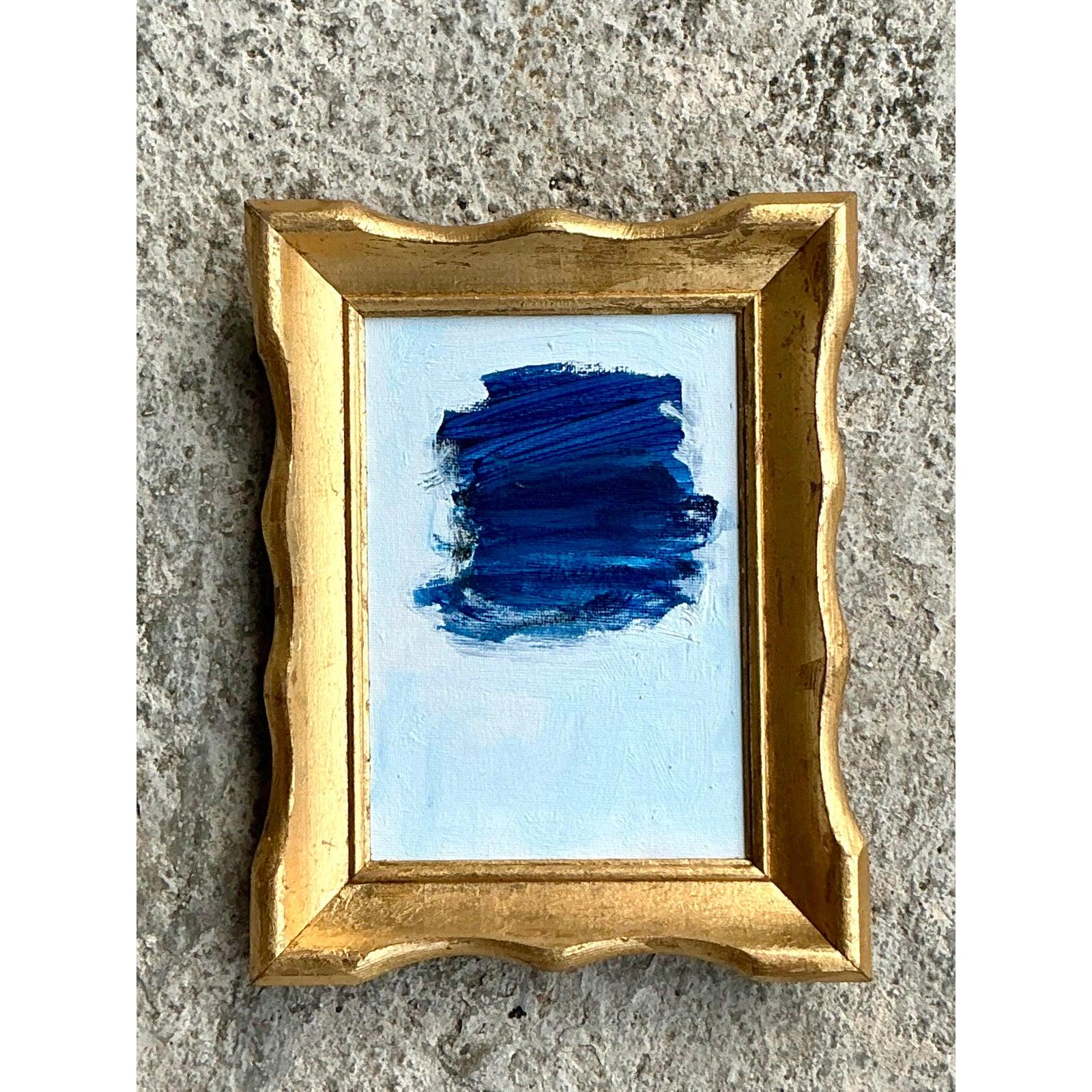 Vintage Boho Original Abstrakt Öl auf Brett (Blattgold) im Angebot
