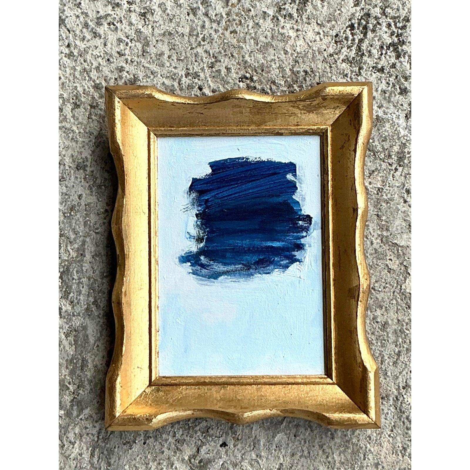 Vintage Boho Original Abstrakt Öl auf Brett im Angebot 2