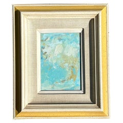 Olio astratto originale vintage su tavola di Boho