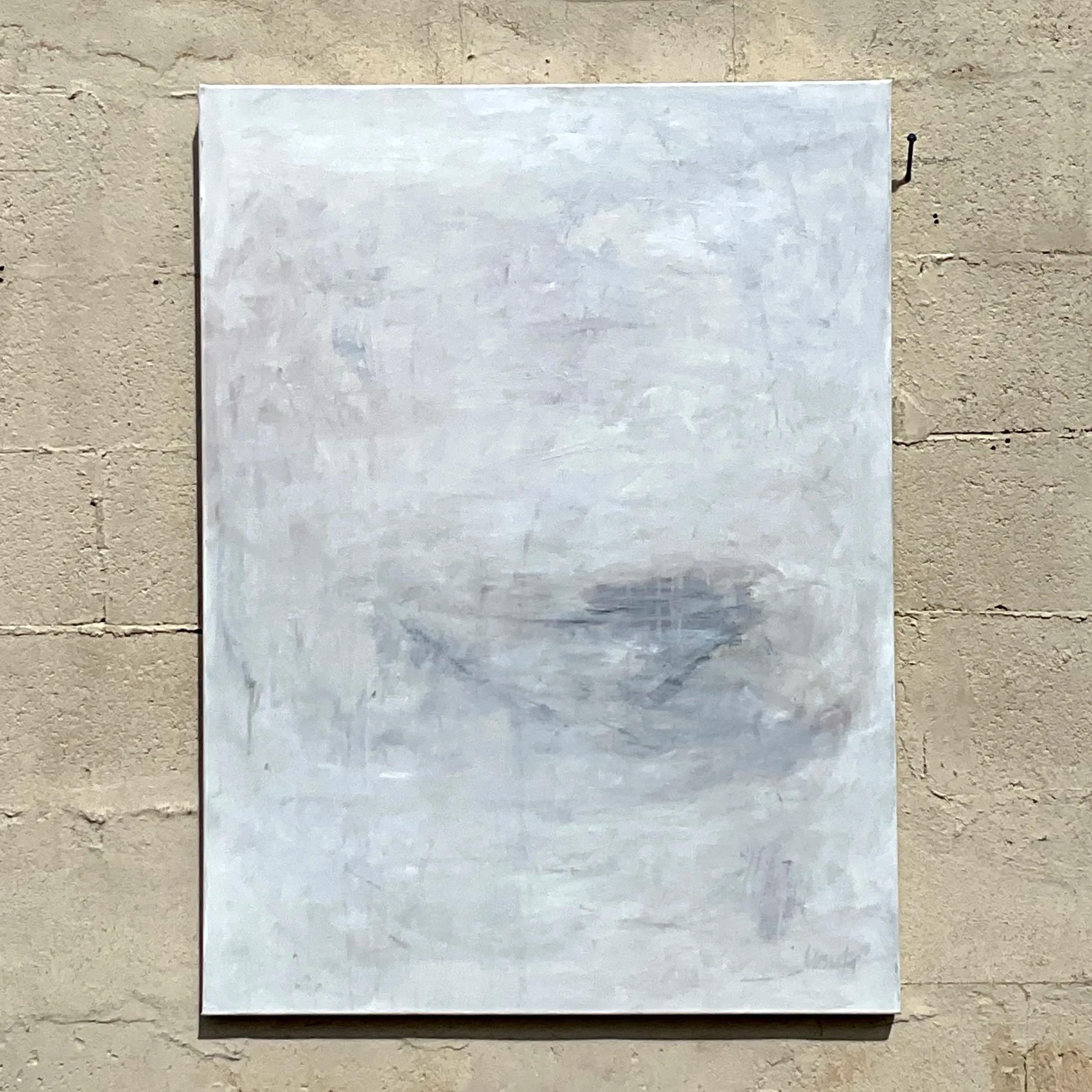 Erleben Sie die perfekte Mischung aus Vintage-Charme und Bohème-Stil mit diesem originalen abstrakten Ölgemälde auf Leinwand. Mit seinen kühnen Pinselstrichen und leuchtenden Farben verleiht dieses Kunstwerk jedem Raum einen Hauch von unbeschwerter