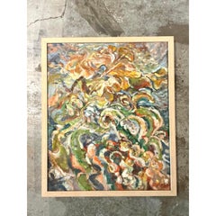 Vintage Boho Original Abstract Oil on Canvas