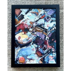 Vintage Boho Original Abstract Oil on Canvas