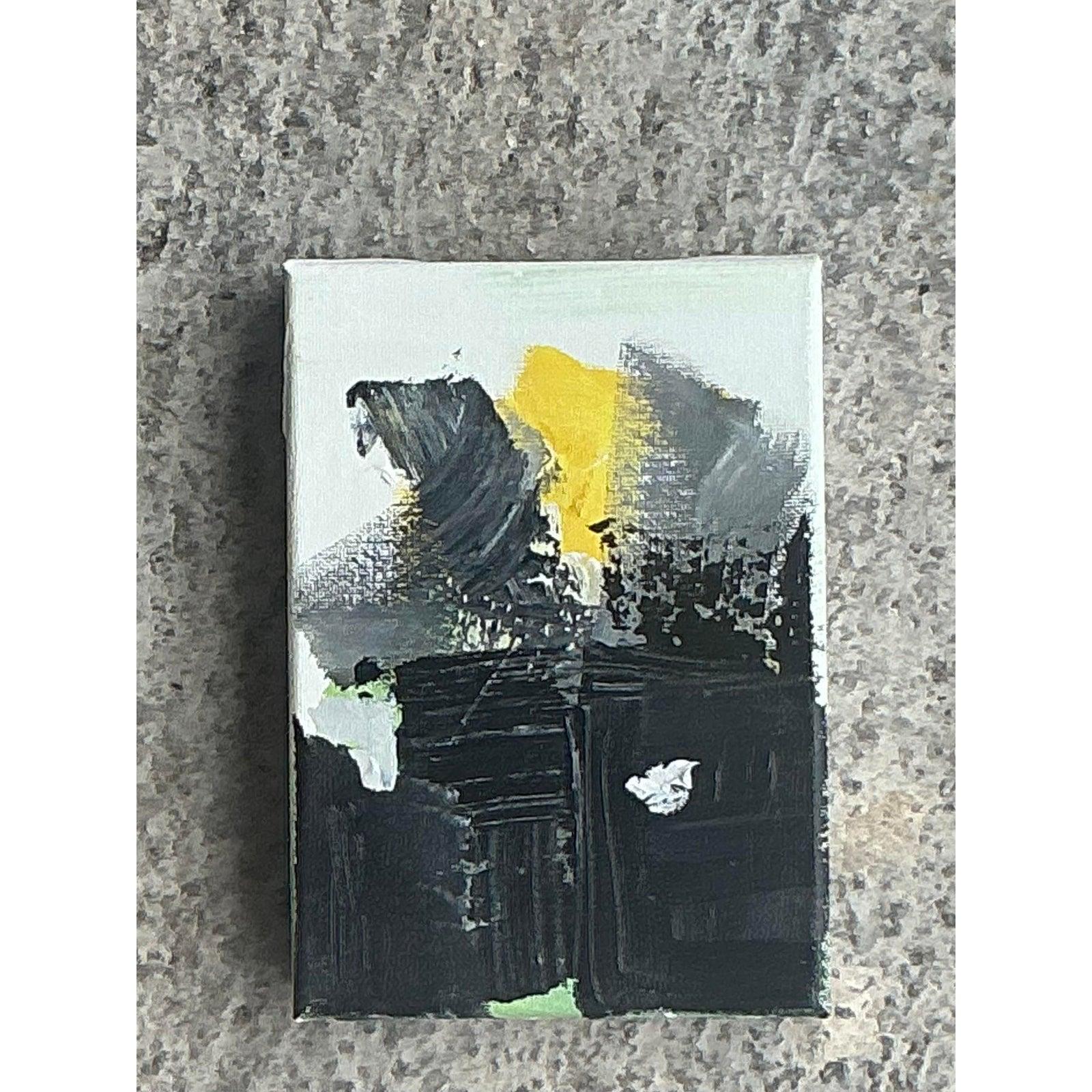 Vintage Boho Original Abstraktes Ölgemälde auf Leinwand, Vintage (amerikanisch) im Angebot