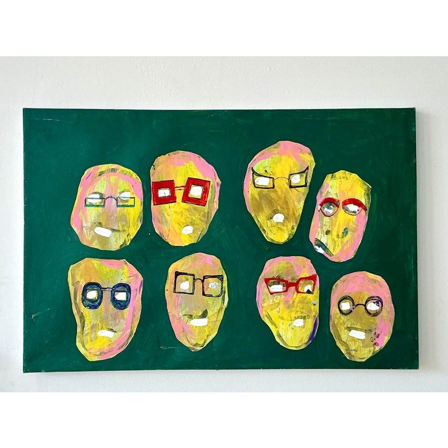 Óleo sobre lienzo Vintage Boho Original Abstracto finales del siglo XX en venta