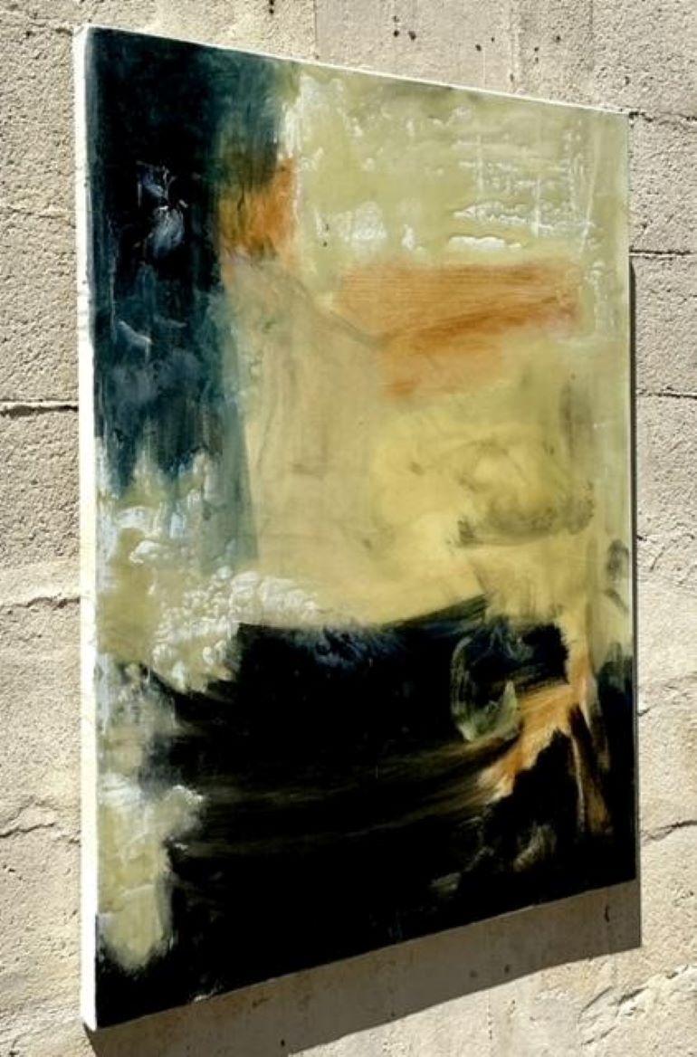 Vintage Boho Original Abstraktes Ölgemälde auf Leinwand, Vintage im Angebot 2