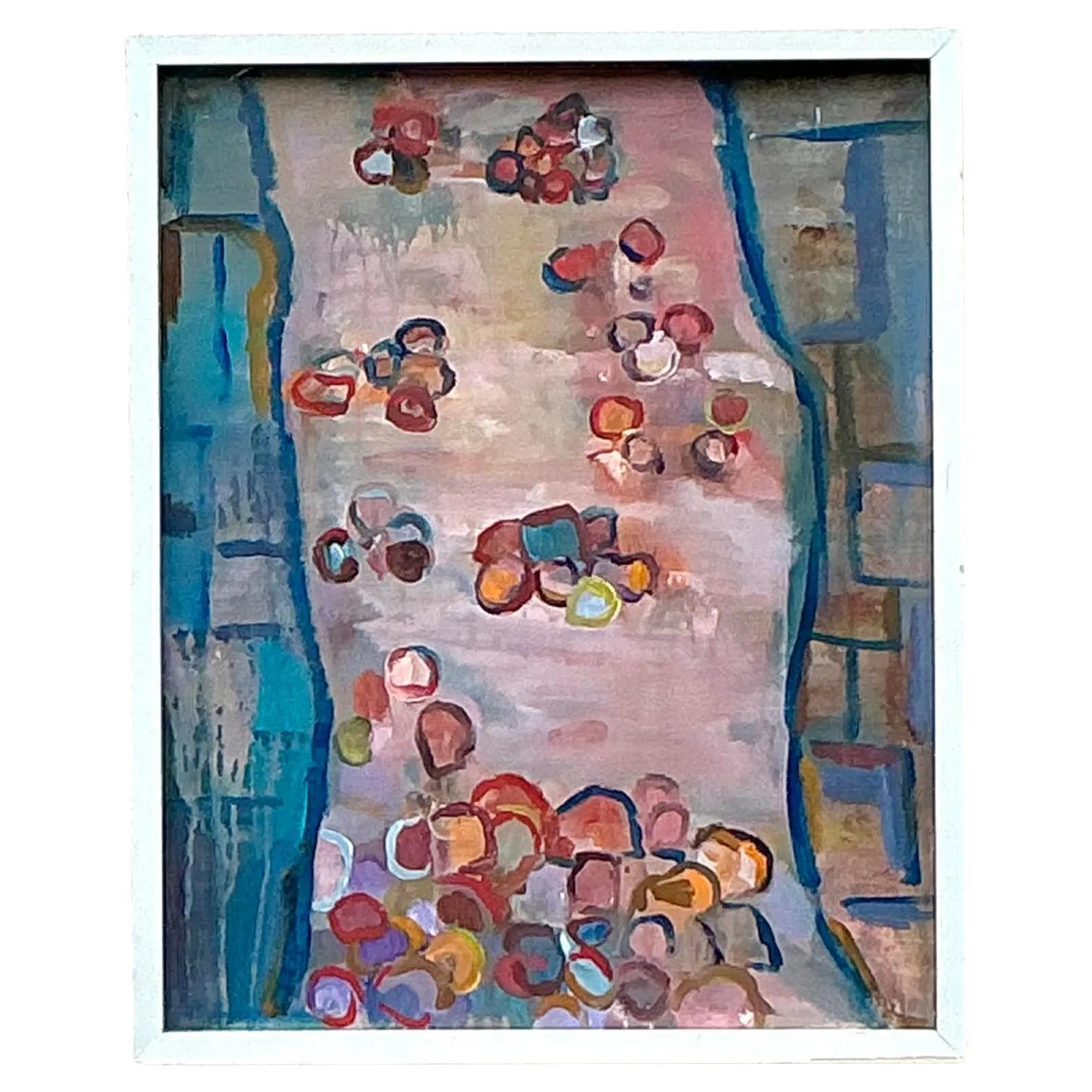 Óleo sobre lienzo Vintage Boho Original Abstracto