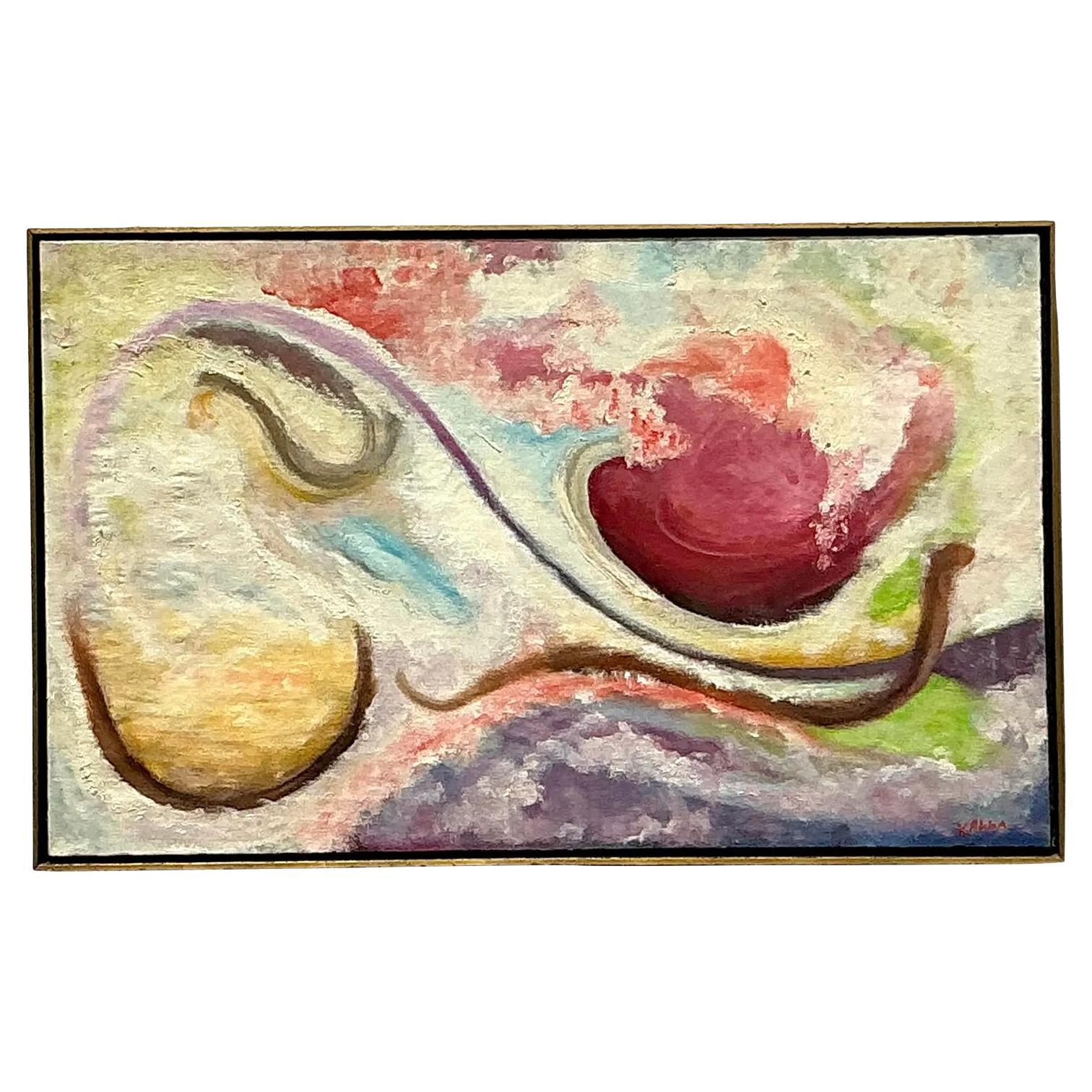 Óleo sobre lienzo Vintage Boho Original Abstracto