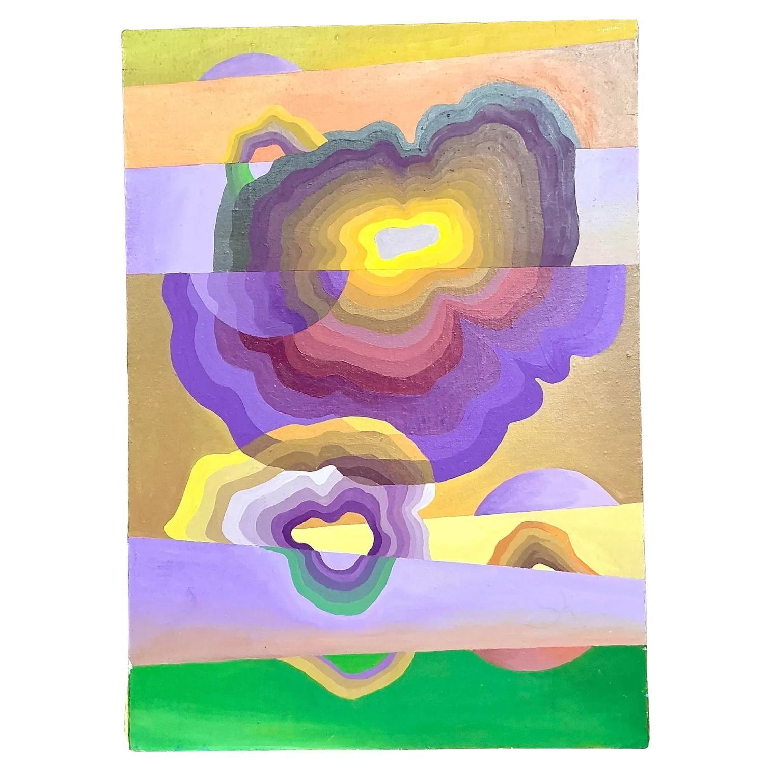 Óleo sobre lienzo Vintage Boho Original Abstracto