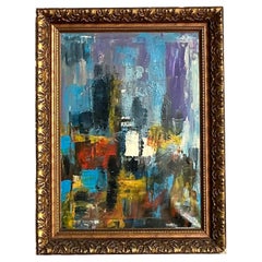 Vintage Boho Original Abstract Oil on Canvas