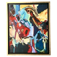 Vintage Boho Original Abstract Oil on Canvas