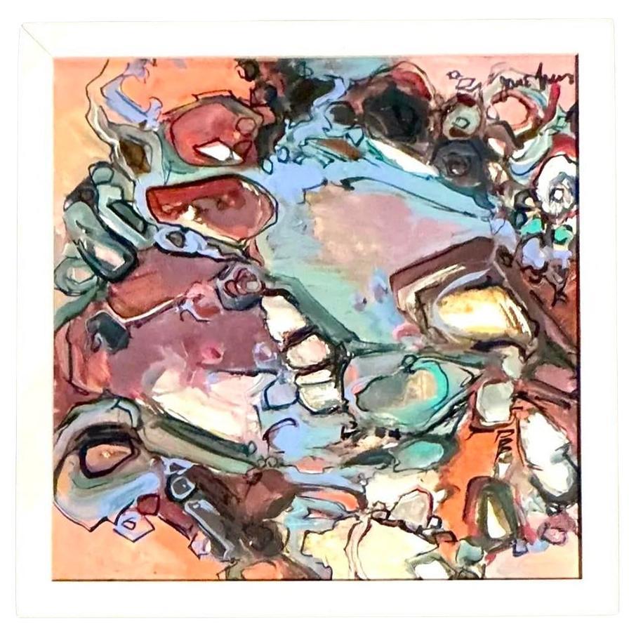 Vintage Boho Original Abstract Oil on Canvas