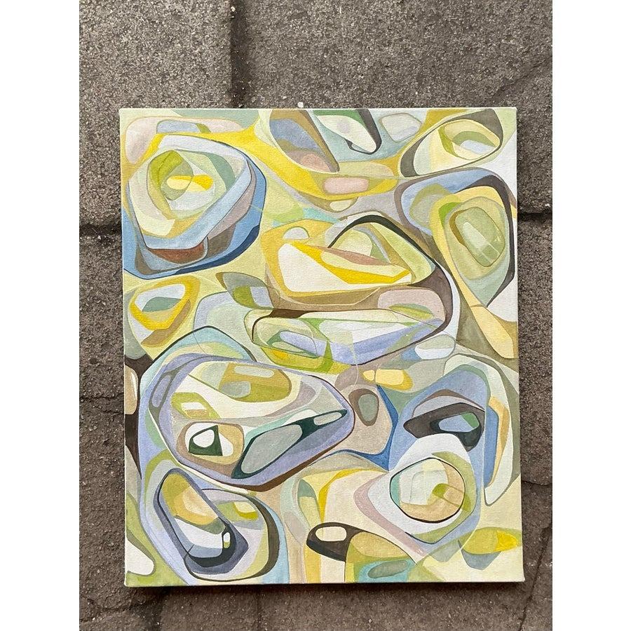 Vintage Boho Original Abstraktes Öl auf Leinwand You Can't See It (21. Jahrhundert und zeitgenössisch) im Angebot