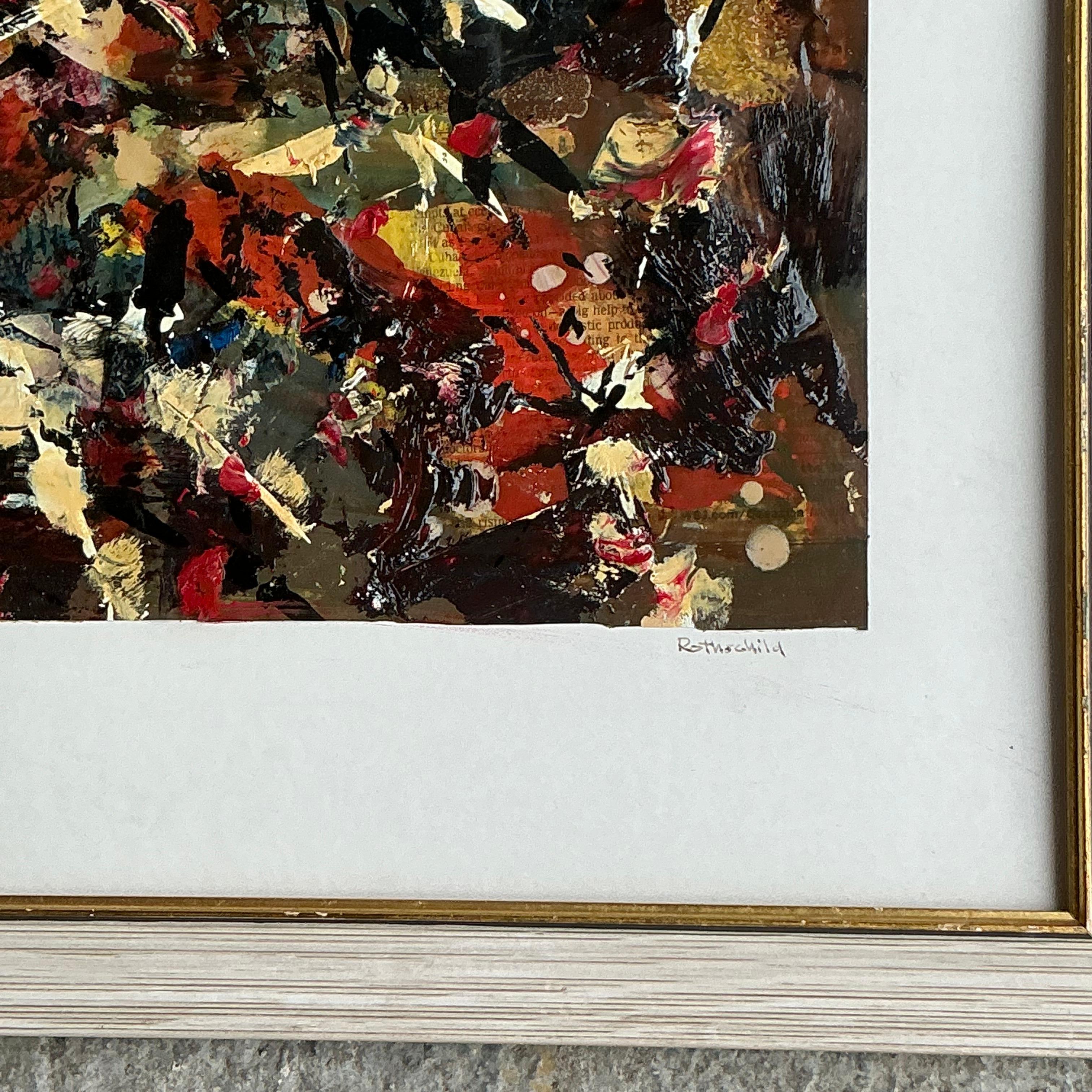Olio astratto originale su carta di Vintage By: Una fusione unica di spirito bohémien e arte moderna, questo pezzo aggiunge un tocco di eleganza eclettica a qualsiasi arredamento americano.