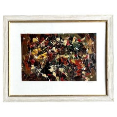 Pittura astratta originale olio su carta Vintage By