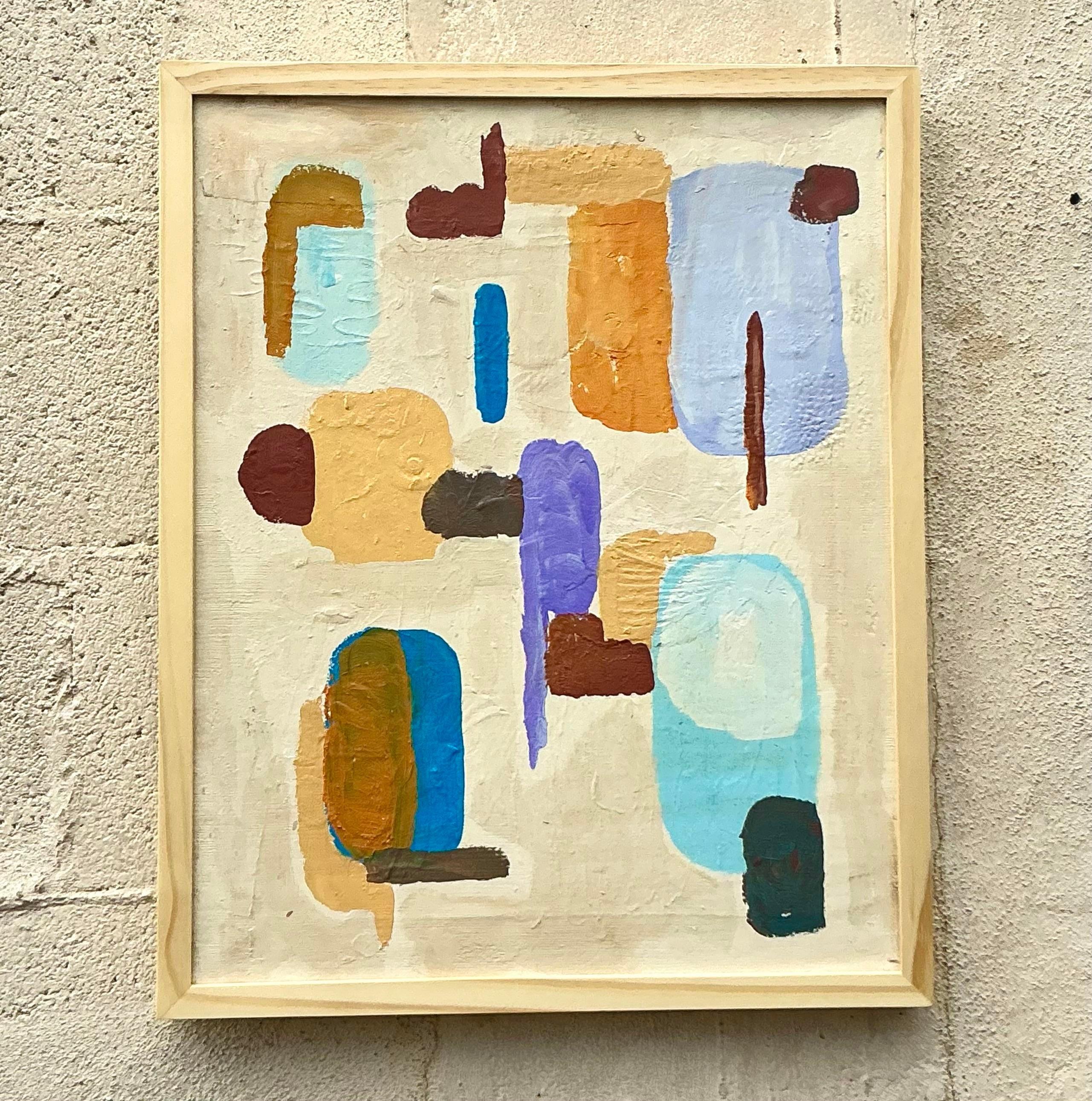 Vibrante e libera, questa pittura a olio astratta originale Boho esplode con colori audaci e movimento fluido. Realizzato su tela, è un pezzo unico che aggiunge un tocco eclettico e artistico a qualsiasi spazio. Perfetto per chi ama un tocco di