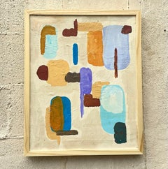 Vintage Boho Original Abstraktes Ölgemälde auf Leinwand, Vintage