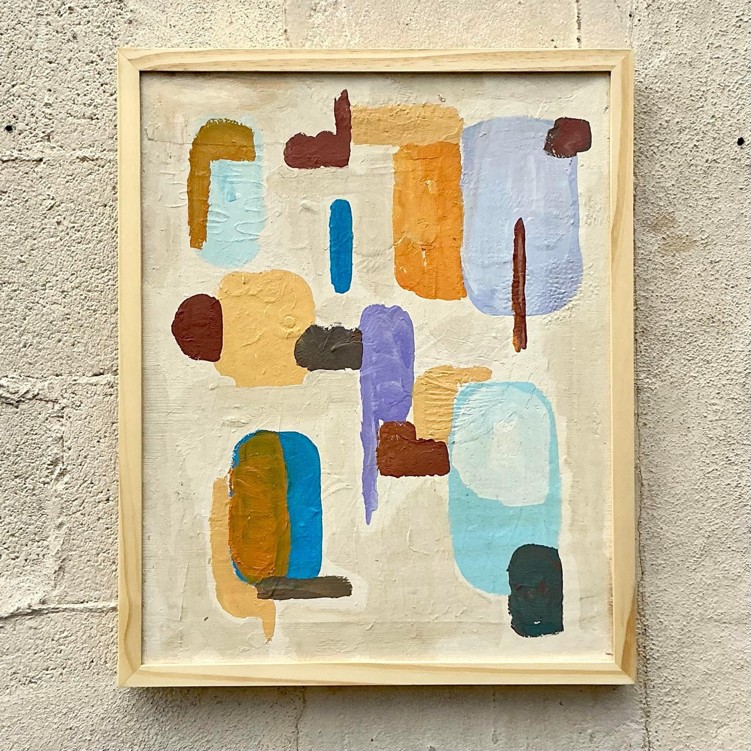Vintage By, pittura ad olio astratta originale su tela In condizioni buone in vendita a west palm beach, FL