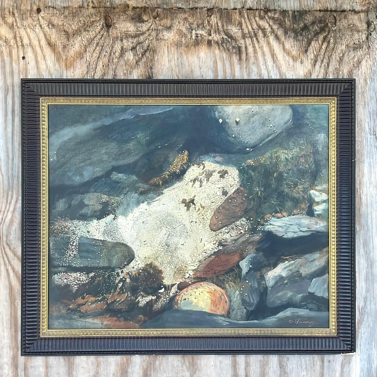 XX secolo Pittura ad olio astratta originale vintage Boho in vendita