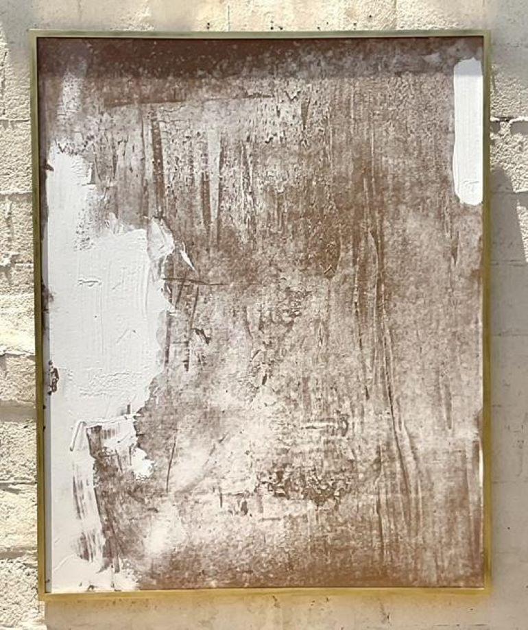Vintage Boho Original Abstract Oil Painting on Canvas For Sale at 1stDibs