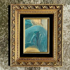 Pittura ad olio astratta originale vintage Boho su tela