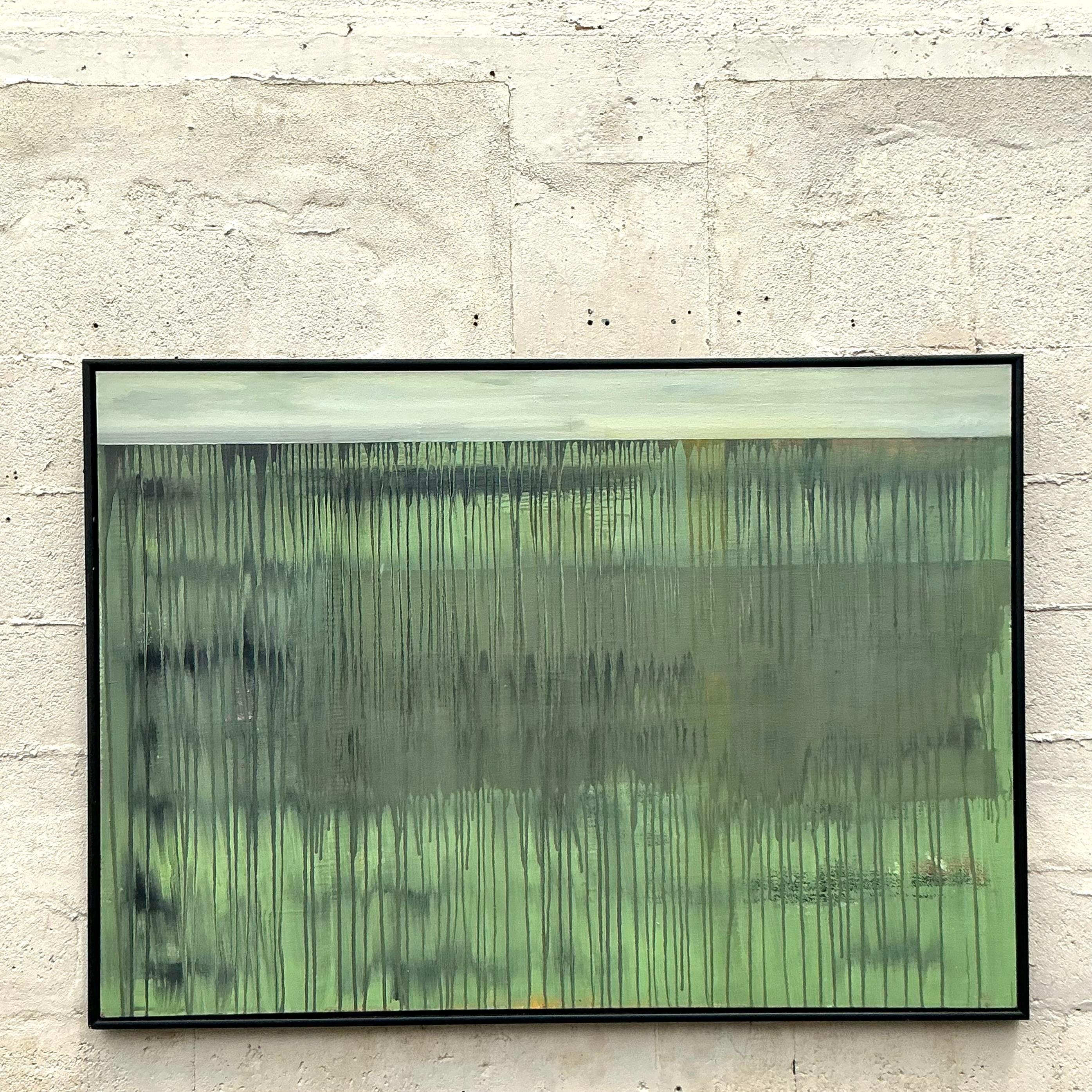 Americano Pittura ad olio astratta originale vintage Boho su tela in vendita