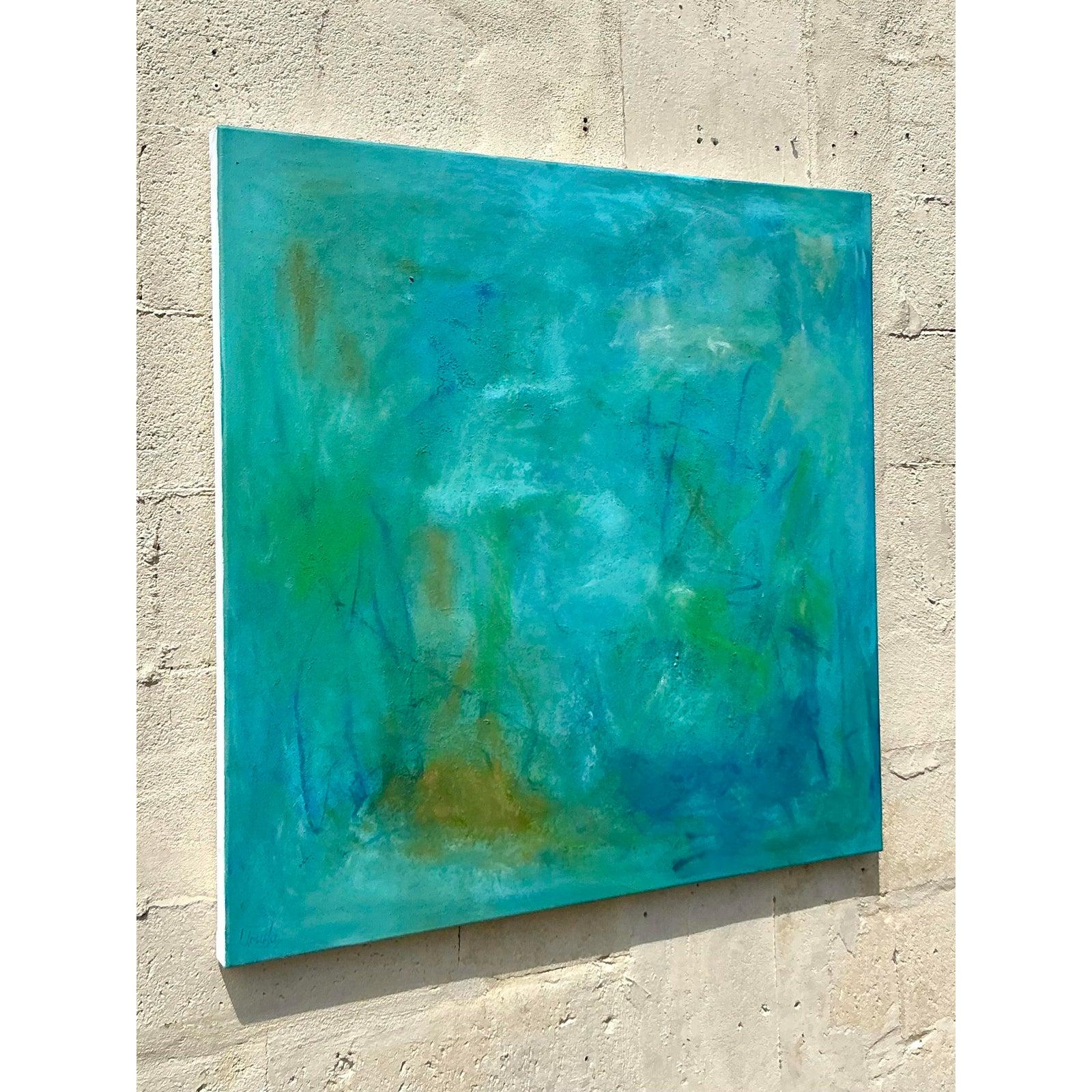 Originales abstraktes Ölgemälde auf Leinwand, Boho (amerikanisch) im Angebot