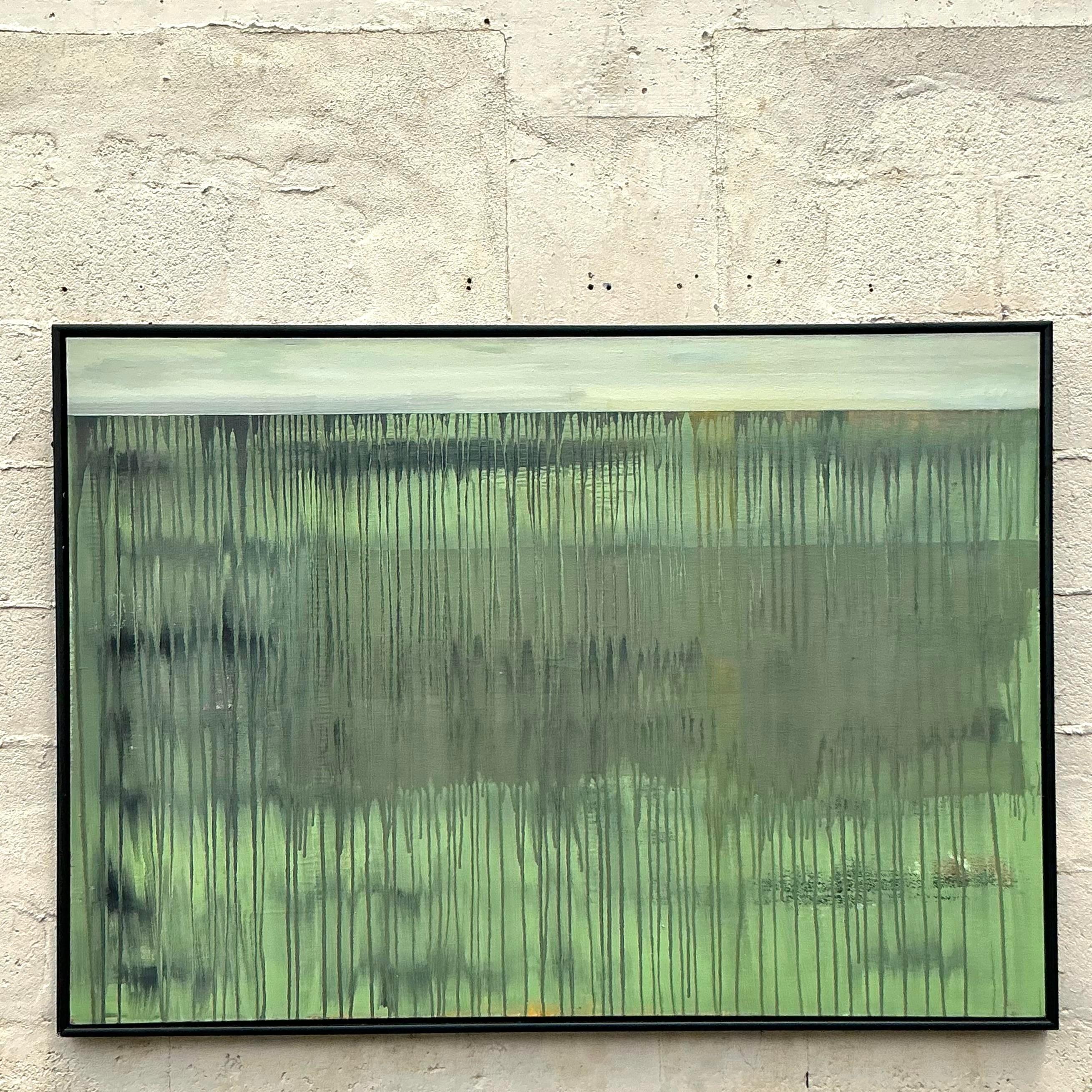 Pittura ad olio astratta originale vintage Boho su tela In condizioni buone in vendita a west palm beach, FL
