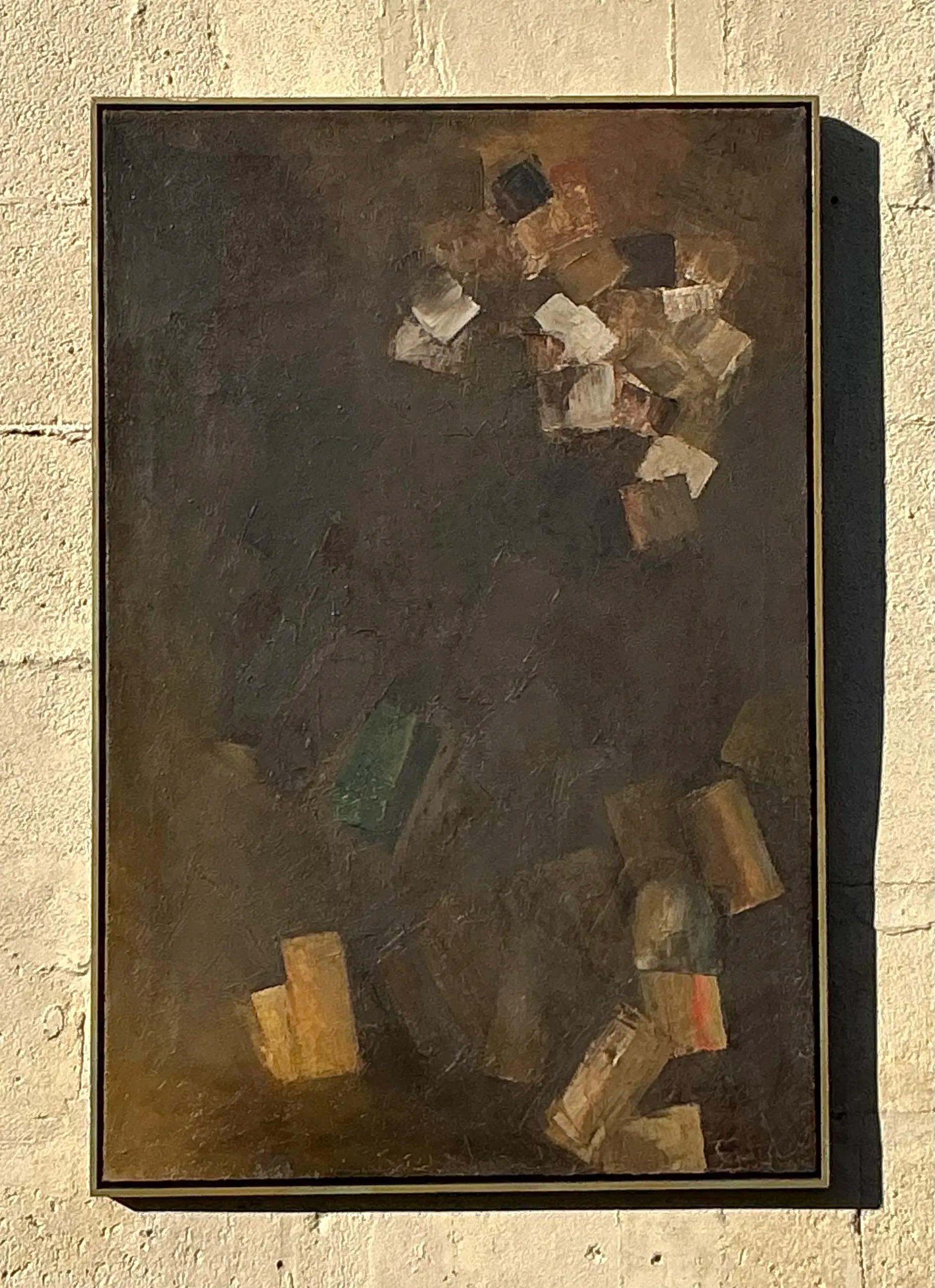 Originales abstraktes Ölgemälde auf Leinwand, Boho im Zustand „Gut“ im Angebot in West Palm Beach, FL