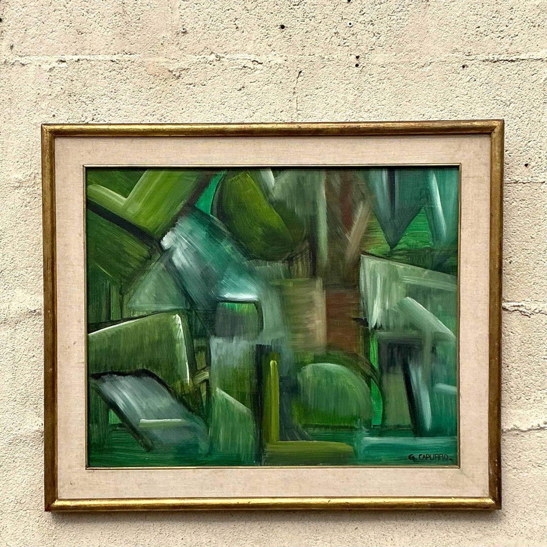 Originales abstraktes Ölgemälde auf Leinwand, Boho im Zustand „Gut“ im Angebot in West Palm Beach, FL